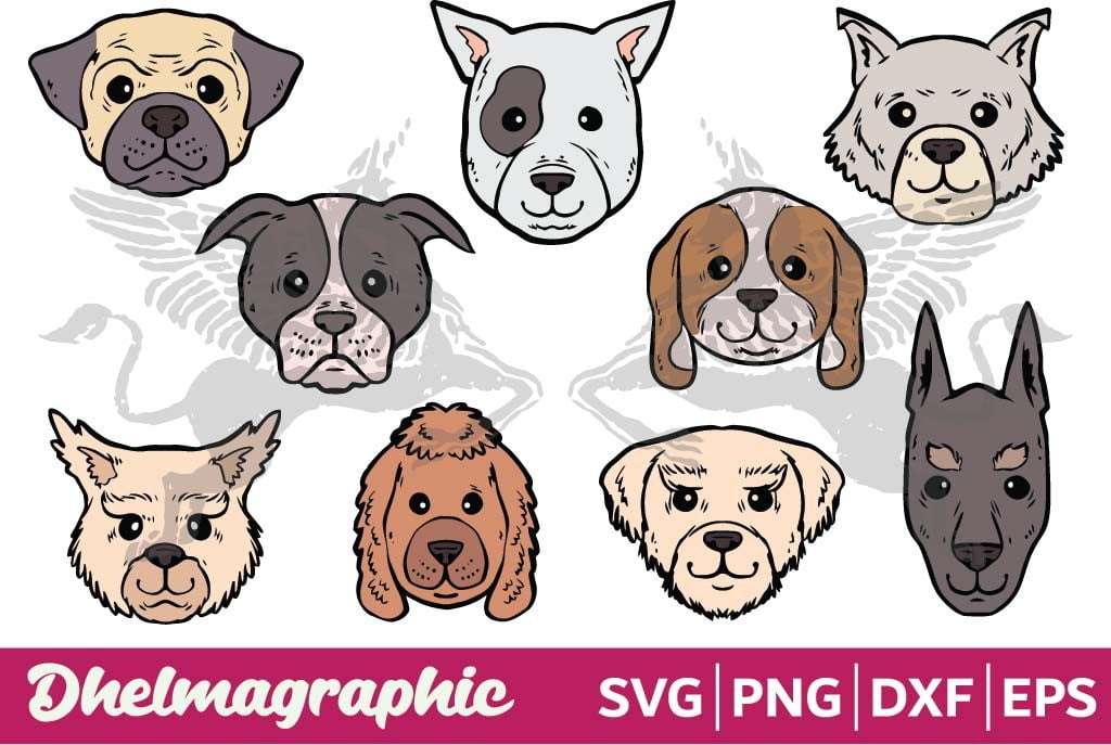 Boxer #4 Scarf Dog Breed Head Face Happy K9 Pedigree Smile Pup Puppy Design Element Art SVG EPS Logo PNG Vector Clipart Cutting Cut Cricut