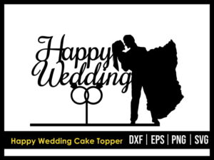 Happy Wedding Cake Topper SVG