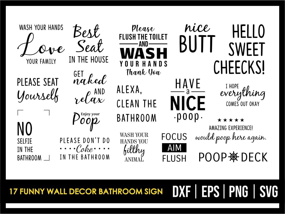 Download 17 Funny Wall Decor Bathroom Sign Svg Vectorency