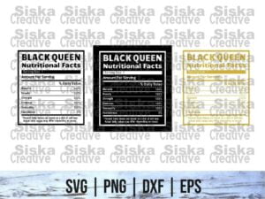 Black Queen Nutrition Facts SVG