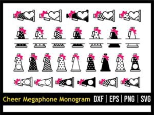 Cheer Megaphone Monogram SVG