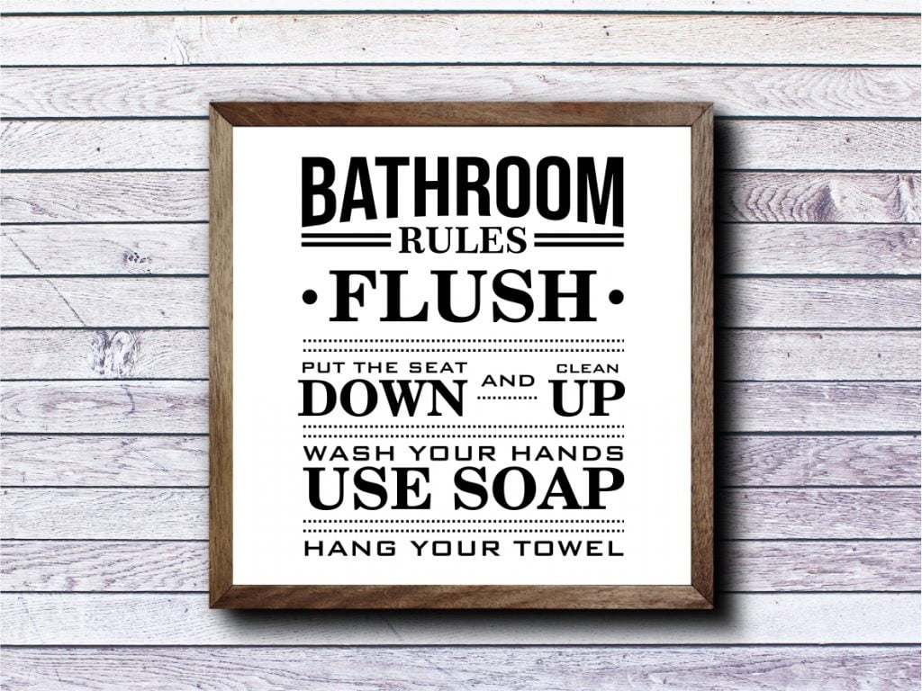 Décor Bathroom Rules Sign