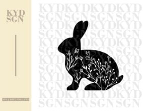 Floral Rabbit Silhouette SVG