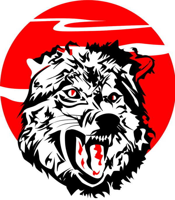 Serigala Merah Hitam Vectorency Wolf Logo SVG Cut File