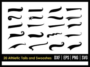 20 Athletic Tails and Swooshes SVG
