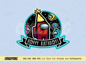Among Us Birthday Cake Topper SVG