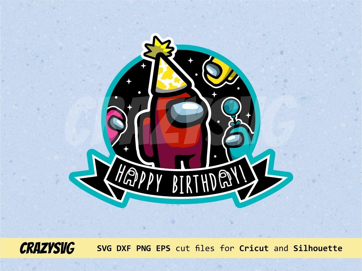 Among Us Birthday Cake Topper SVG Vectorency