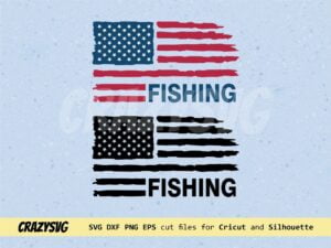 Fishing American Flag Distressed SVG
