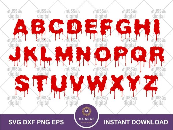 Font Alphabets Drips Bloody SVG