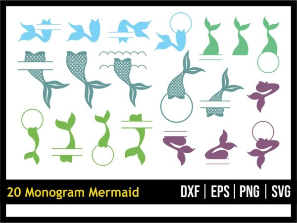 Monogram Mermaid SVG