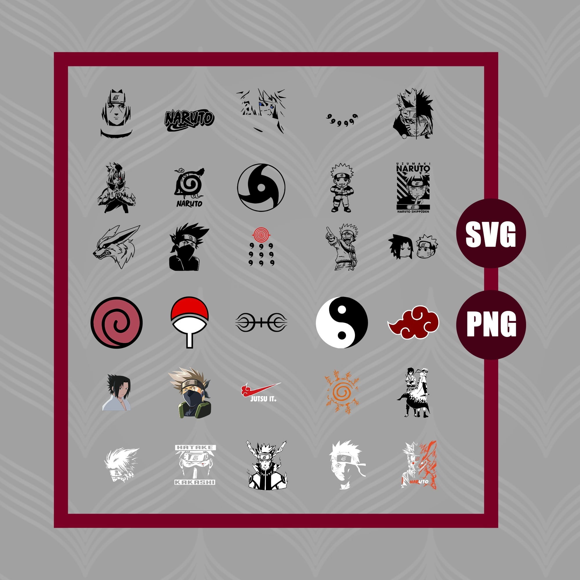 Naruto Bundle 30 Svg Files For Cricut And Silhouette Vectorency