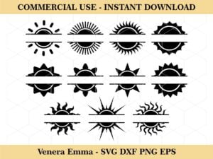 Sun Split Monogram SVG Clipart