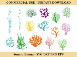 Under the Sea Seaweed Coral Bubbles SVG