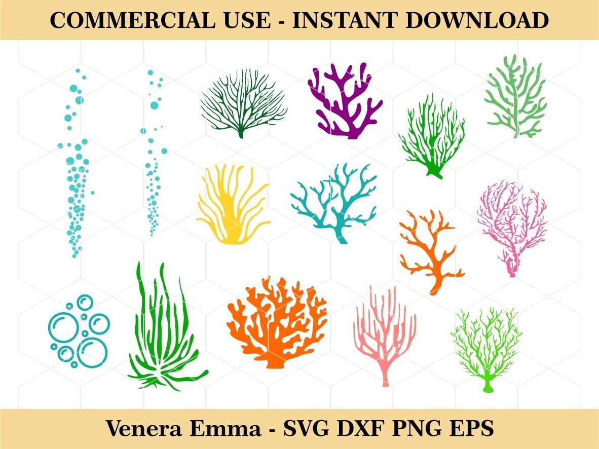 Under The Sea Seaweed Coral Bubbles Svg Vectorency