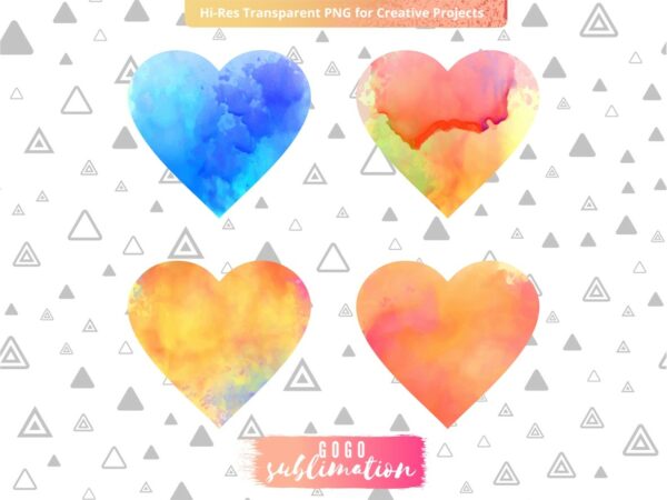 Watercolor Heart Love Sublimation Designs