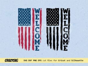 Welcome American Flag Distressed SVG