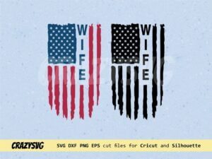 Wife American Flag Distressed SVG
