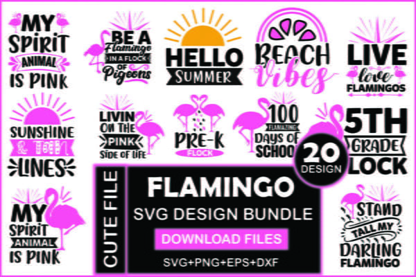 flamingo svg design bundle Vectorency Flamingo SVG Design Bundle