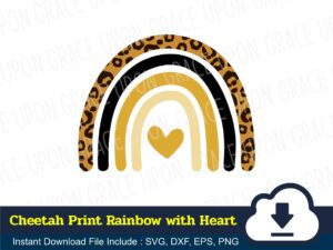 Cheetah Print Rainbow with Heart SVG