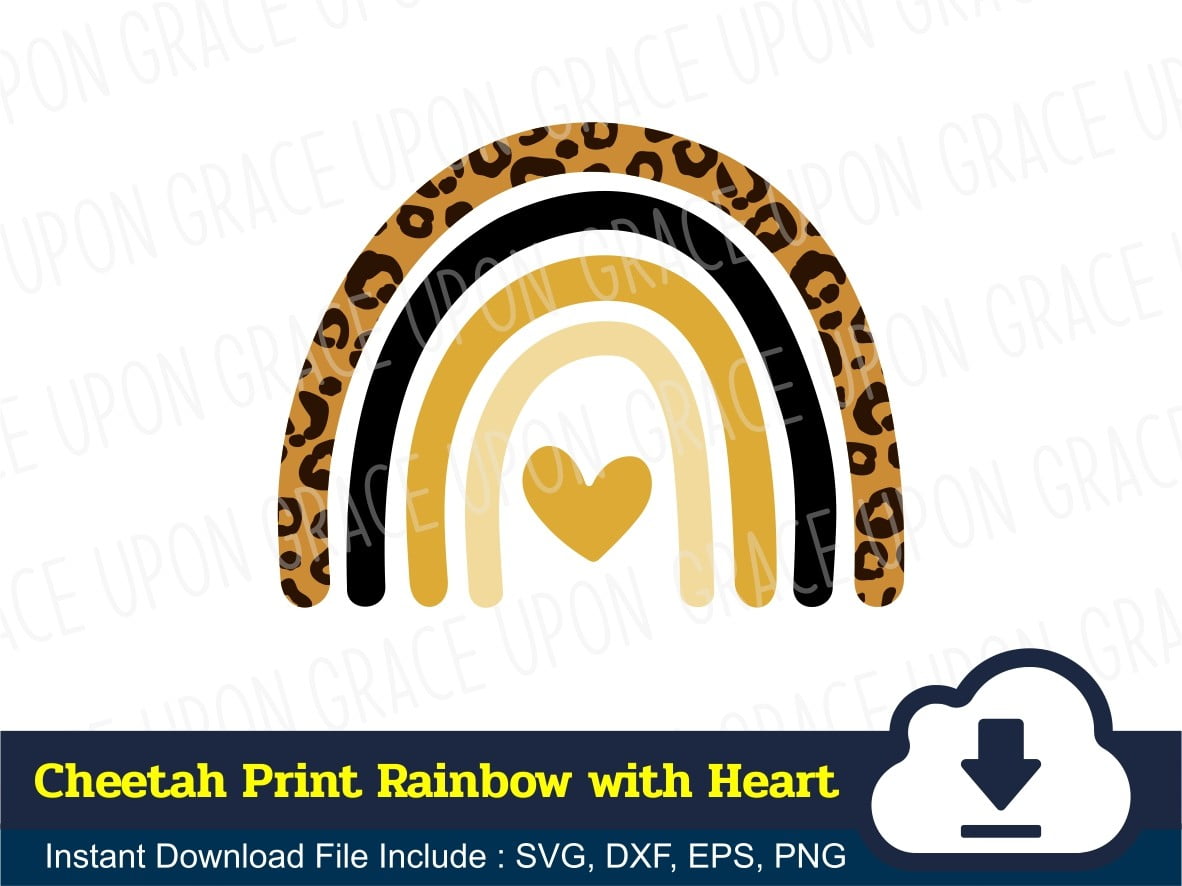 Cheetah Print Rainbow with Heart SVG | Vectorency