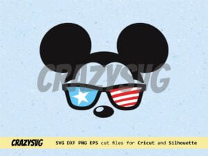 Cool Mickey Mouse American Flag Sunglasses Cut File