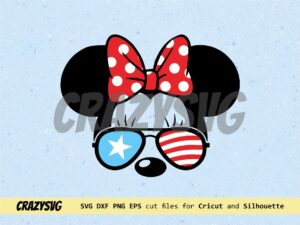 Cool Minnie Mouse American Flag Sunglasses Cut File
