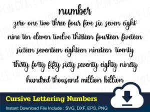 Cursive Lettering Numbers SVG
