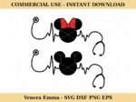 Disney Minnie Mickey Mouse Nurse Heartbeats Clipart SVG