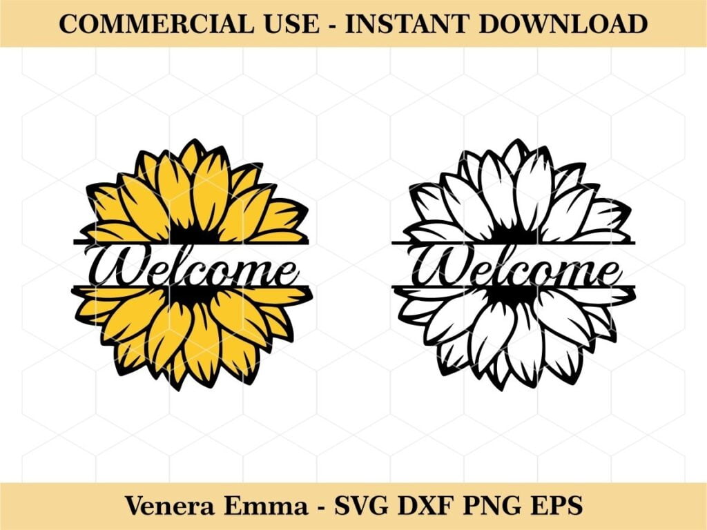 Floral Welcome Sign Sunflower SVG Download | Vectorency