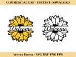 Floral Welcome Sign Sunflower SVG Cut Files
