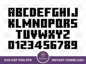 Gamer Minecraft Font Alphabets Number SVG