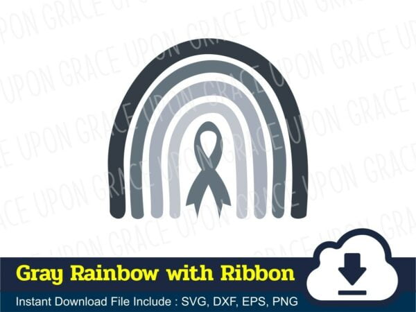 Gray Rainbow with Ribbon SVG Cut File