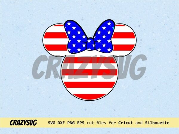 Minnie Mouse American Flag Cut File