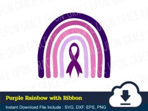 Purple Rainbow with Ribbon SVG