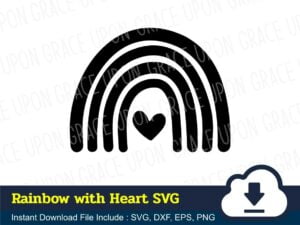 Rainbow with Heart SVG Cut File