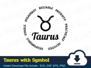 Taurus with Symbol and Traits SVG