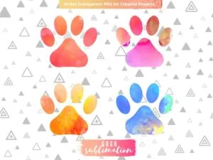 Watercolor Pets Dog Paws Sublimation Designs
