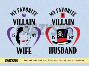 Disney Villains Cricut Husband Wife Cut File T-Shirt Design