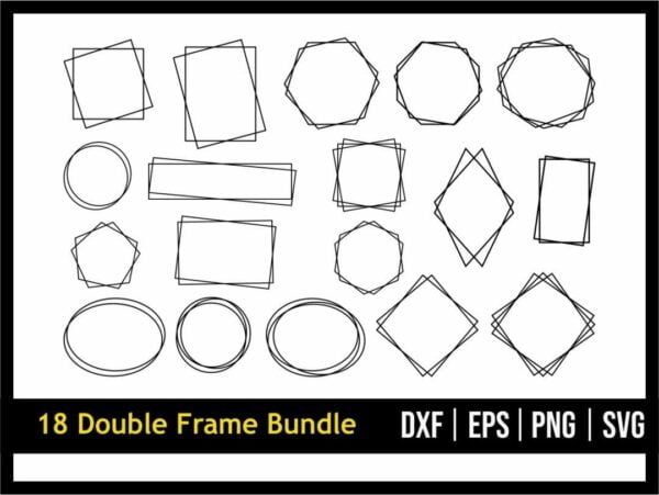Double Frame SVG Square Frame Bundle Double Border Rectangle Circle Frame