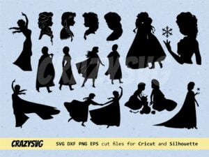 Elsa and Anna Silhouette SVG