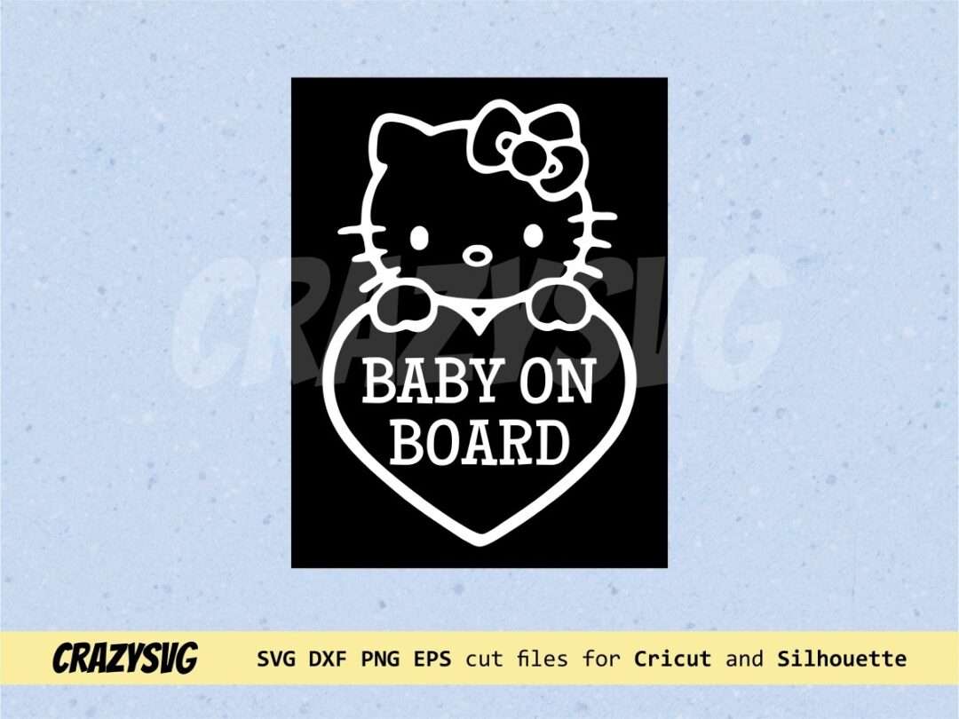 Hello Kitty Baby On Board Svg Cricut Vectorency