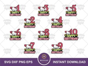 Hello Kitty Numbers Birthday Printable SVG Cut File
