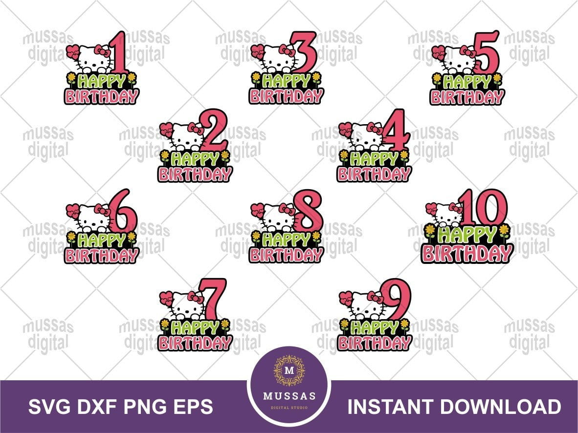 Download Hello Kitty Numbers Birthday Printable Svg Cut File Vectorency