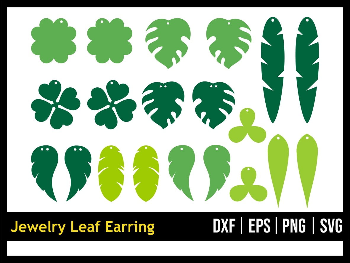 SVG, DXF, PDF, PNG, and EPS Leaf Shape Earring Template Bundle By  Timetocraftshop | TheHungryJPEG