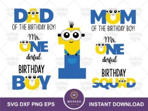 Minion Birthday Boy SVG Family Mom Dad