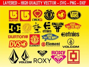 Skate Snowboard Brand Logo Graphics Set Vector PNG SVG