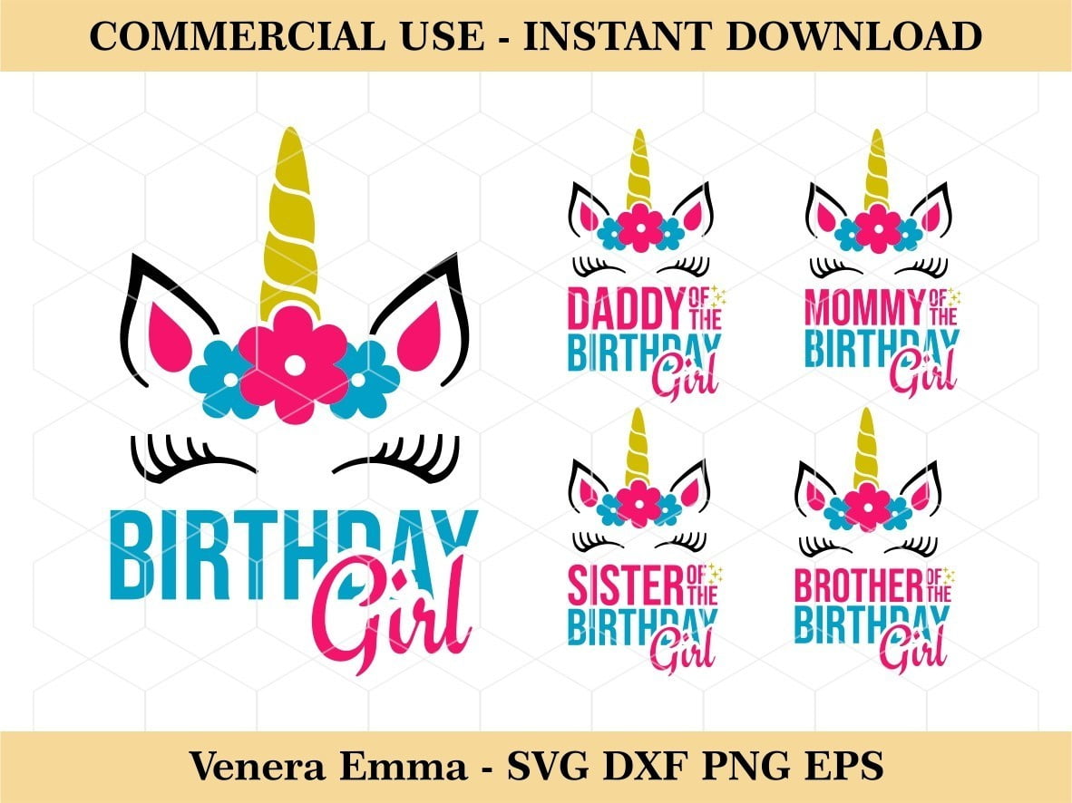 Download Unicorn Birthday Girl Svg For Cricut Vectorency