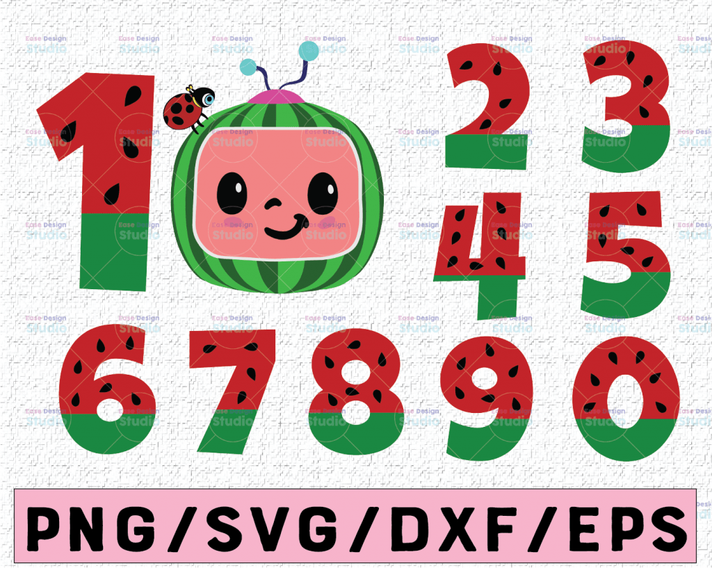 Cocomelon Logo SVG/PNG, Watermelon Birthday Number SVG/PNG ...
