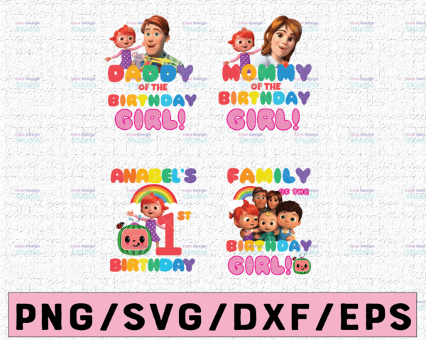 WTMETSY16122020 02 25 Vectorency Cocomelon Birthday PNG, Cocomelon Daddy and Mommy Of Birthday Girl, Cocomelon Family Birthday Png For Sublimation