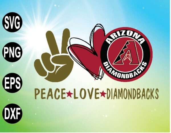 wtm 09 13 Vectorency Peace love with Arizona Diamondbacks , MLB team, Svg,Png,Eps,Dxf